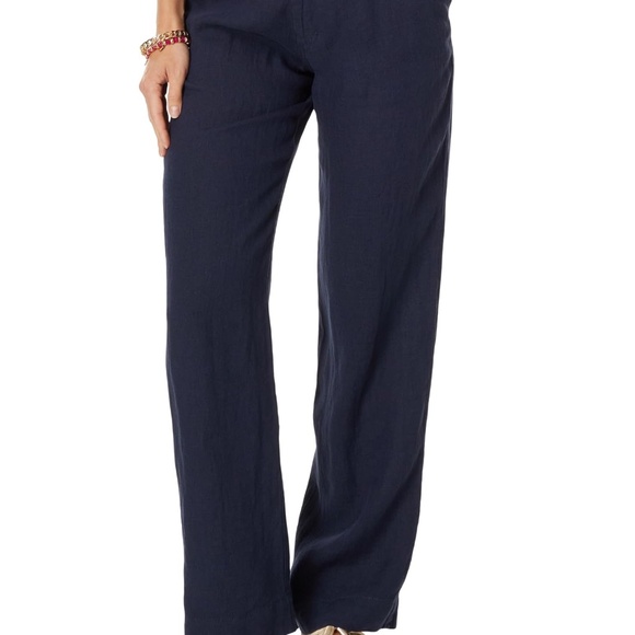 NWT Lilly Pulitzer BREETA LINEN TROUSER STYLE # 013058 TRUE NAVY Size 6 - Picture 4 of 8